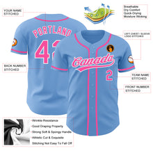 Load image into Gallery viewer, Custom Light Blue Pink-White Authentic Baseball Jersey
