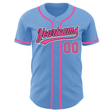 Load image into Gallery viewer, Custom Light Blue Pink-Black Authentic Baseball Jersey