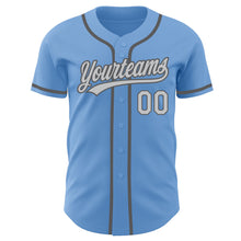 Load image into Gallery viewer, Custom Light Blue Gray-Steel Gray Authentic Baseball Jersey