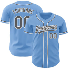 Load image into Gallery viewer, Custom Light Blue Steel Gray-White Authentic Baseball Jersey
