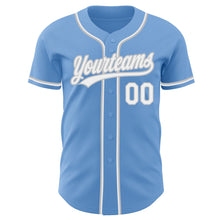 Load image into Gallery viewer, Custom Light Blue White-Gray Authentic Baseball Jersey