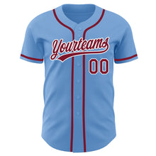 Load image into Gallery viewer, Custom Light Blue Crimson-White Authentic Baseball Jersey