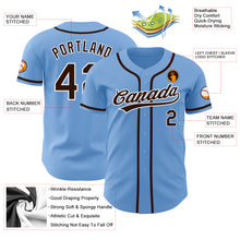 Load image into Gallery viewer, Custom Light Blue Brown-White Authentic Baseball Jersey