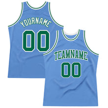 Load image into Gallery viewer, Custom Light Blue Kelly Green-White Authentic Throwback Basketball Jersey