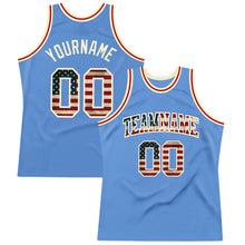 Load image into Gallery viewer, Custom Light Blue Vintage USA Flag-Cream Authentic Throwback Basketball Jersey