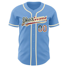 Load image into Gallery viewer, Custom Light Blue Vintage USA Flag-Cream Authentic Baseball Jersey
