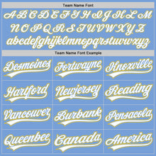 Load image into Gallery viewer, Custom Light Blue White Pinstripe White-Gold Authentic Baseball Jersey