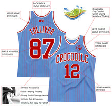 Load image into Gallery viewer, Custom Light Blue Red Pinstripe Red-White Authentic Basketball Jersey