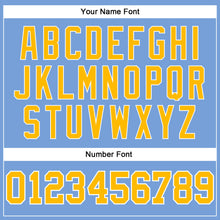 Load image into Gallery viewer, Custom Light Blue White Pinstripe Gold Authentic Basketball Jersey