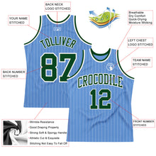Load image into Gallery viewer, Custom Light Blue White Pinstripe Green Authentic Basketball Jersey