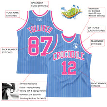 Load image into Gallery viewer, Custom Light Blue White Pinstripe Pink Authentic Basketball Jersey