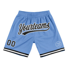 Load image into Gallery viewer, Custom Light Blue Black-White Authentic Throwback Basketball Shorts