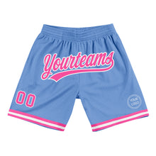 Load image into Gallery viewer, Custom Light Blue Pink-White Authentic Throwback Basketball Shorts