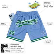 Load image into Gallery viewer, Custom Light Blue Kelly Green-White Authentic Throwback Basketball Shorts
