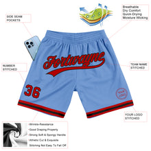 Load image into Gallery viewer, Custom Light Blue Red-Black Authentic Throwback Basketball Shorts