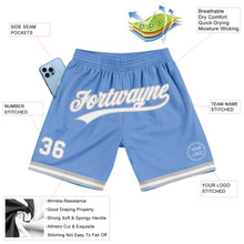 Load image into Gallery viewer, Custom Light Blue White-Gray Authentic Throwback Basketball Shorts