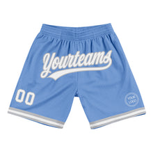 Load image into Gallery viewer, Custom Light Blue White-Gray Authentic Throwback Basketball Shorts