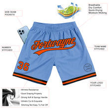 Load image into Gallery viewer, Custom Light Blue Orange-Black Authentic Throwback Basketball Shorts