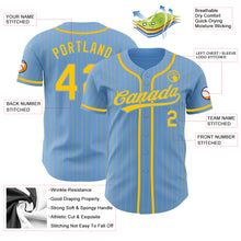 Load image into Gallery viewer, Custom Light Blue Yellow Pinstripe Yellow Authentic Baseball Jersey