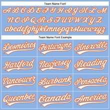 Load image into Gallery viewer, Custom Light Blue White Pinstripe Orange Authentic Baseball Jersey