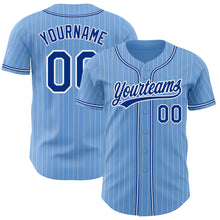 Load image into Gallery viewer, Custom Light Blue White Pinstripe Royal Authentic Baseball Jersey