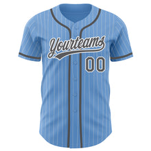 Load image into Gallery viewer, Custom Light Blue White Pinstripe Steel Gray Authentic Baseball Jersey