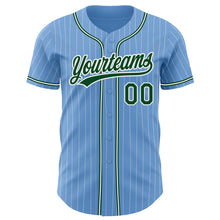 Load image into Gallery viewer, Custom Light Blue White Pinstripe Green Authentic Baseball Jersey