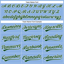 Load image into Gallery viewer, Custom Light Blue White Pinstripe Green Authentic Baseball Jersey