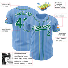 Load image into Gallery viewer, Custom Light Blue White Pinstripe Kelly Green Authentic Baseball Jersey