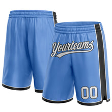 Load image into Gallery viewer, Custom Light Blue White-Black Authentic Basketball Shorts