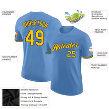 Load image into Gallery viewer, Custom Light Blue Yellow-Black Performance T-Shirt