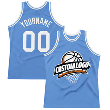 Load image into Gallery viewer, Custom Light Blue White Authentic Throwback Basketball Jersey