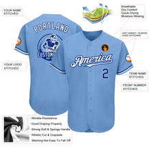 Load image into Gallery viewer, Custom Light Blue Royal-White Authentic Baseball Jersey