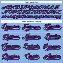 Load image into Gallery viewer, Custom Light Blue Purple-Black Hockey Lace Neck Jersey