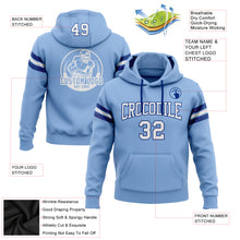 Load image into Gallery viewer, Custom Stitched Light Blue White-Royal Football Pullover Sweatshirt Hoodie