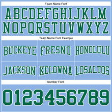 Load image into Gallery viewer, Custom Stitched Light Blue Kelly Green-White Football Pullover Sweatshirt Hoodie