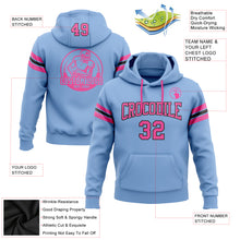 Load image into Gallery viewer, Custom Stitched Light Blue Pink-Black Football Pullover Sweatshirt Hoodie