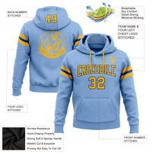 Load image into Gallery viewer, Custom Stitched Light Blue Gold-Black Football Pullover Sweatshirt Hoodie