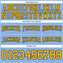 Load image into Gallery viewer, Custom Stitched Light Blue Gold-Black Football Pullover Sweatshirt Hoodie