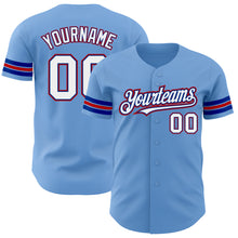 Load image into Gallery viewer, Custom Light Blue White Royal-Red Authentic Baseball Jersey