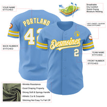 Load image into Gallery viewer, Custom Light Blue White-Yellow Authentic Baseball Jersey