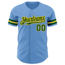 Load image into Gallery viewer, Custom Light Blue Green-Yellow Authentic Baseball Jersey