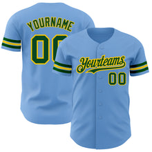 Load image into Gallery viewer, Custom Light Blue Green-Yellow Authentic Baseball Jersey