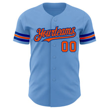Load image into Gallery viewer, Custom Light Blue Orange-Royal Authentic Baseball Jersey