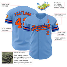 Load image into Gallery viewer, Custom Light Blue Orange-Royal Authentic Baseball Jersey
