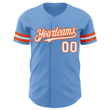 Load image into Gallery viewer, Custom Light Blue White-Orange Authentic Baseball Jersey