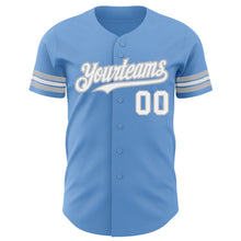 Load image into Gallery viewer, Custom Light Blue White-Gray Authentic Baseball Jersey