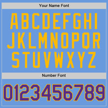 Load image into Gallery viewer, Custom Light Blue Purple-Gold Authentic Throwback Baseball Jersey