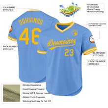 Load image into Gallery viewer, Custom Light Blue Gold-White Authentic Throwback Baseball Jersey