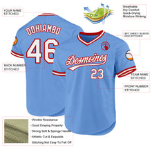 Load image into Gallery viewer, Custom Light Blue White-Red Authentic Throwback Baseball Jersey